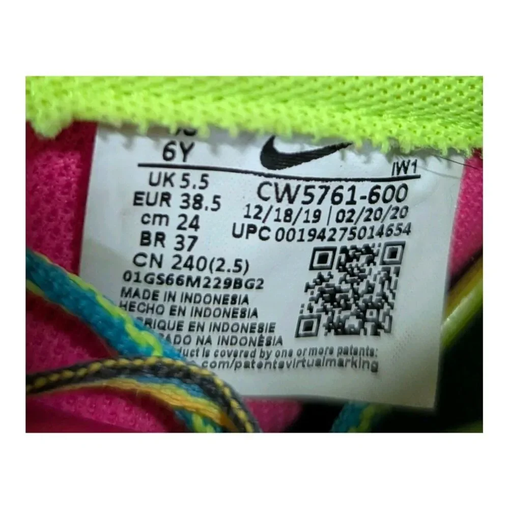 NIKE Air Force 1 Low Youth Size 6Y Women's 7.5 Pink Blast White Volt CW5761-600
